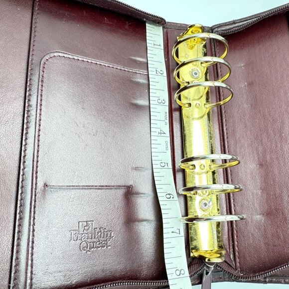 Franklin Quest Full Grain Aniline Leather Burgundy Planner Compact Sz 6-Ring - Picture 12 of 16